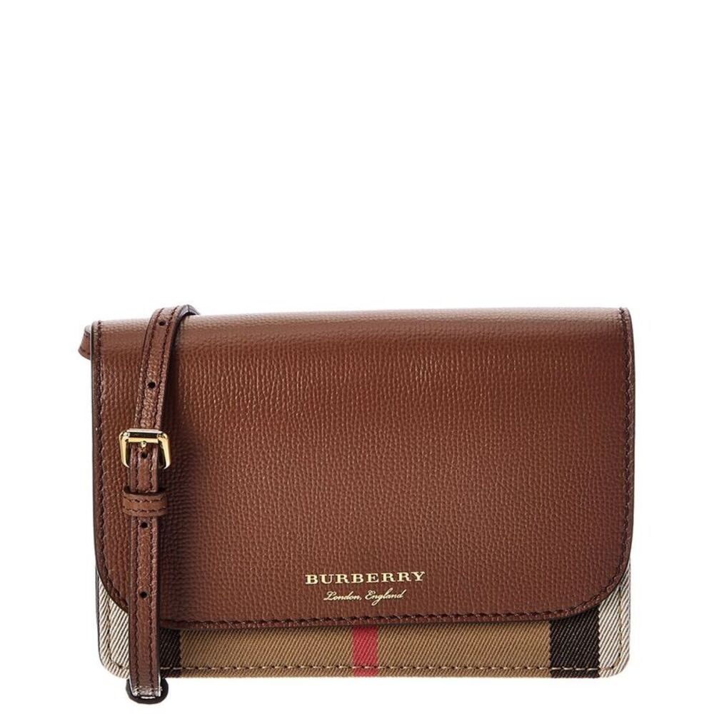 Burberry Check Canvas & Leather Crossbody, Brown